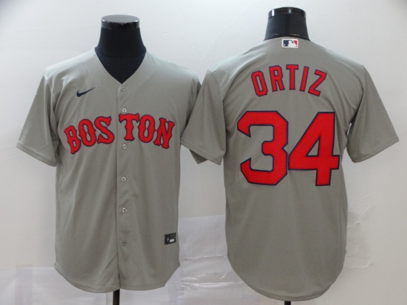 Men's Boston Red Sox David Ortiz #34 Gray Baseball Jersey